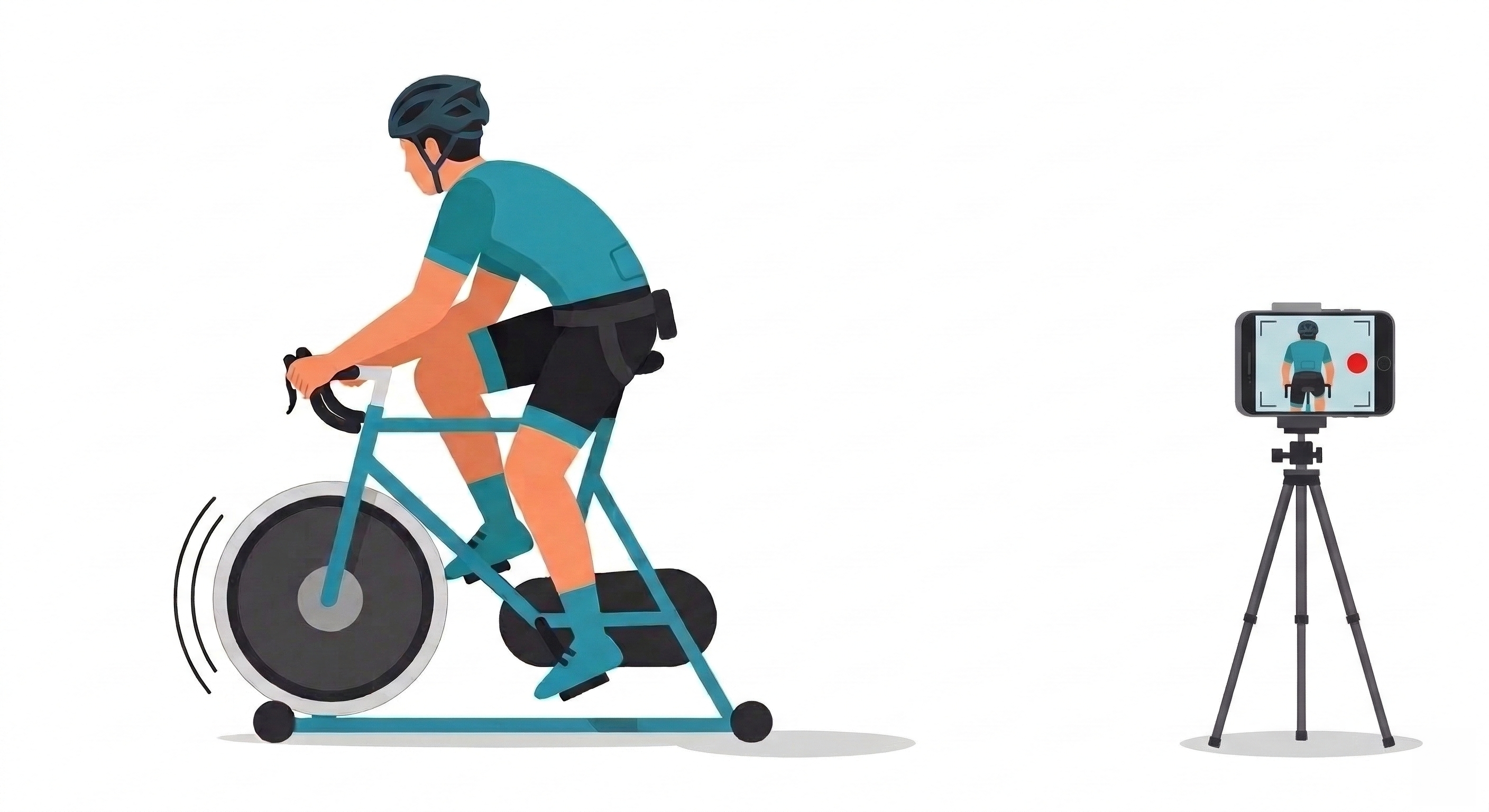 Rear-view setup for cycling analysis recording